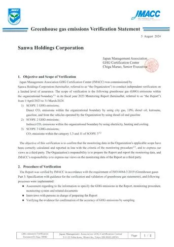 Verification Statement Scope1&2 and Scope3