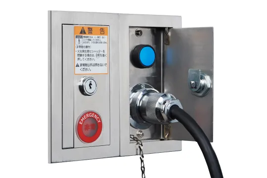 シャッター開放用電源供給システム「Eコネクト」(三和シヤッター工業)